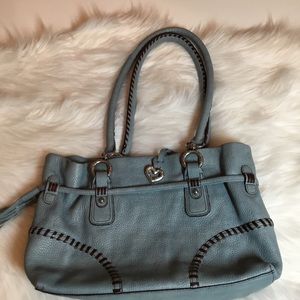 Brighton Blue & Brown Laced Leather Shoulder Bag